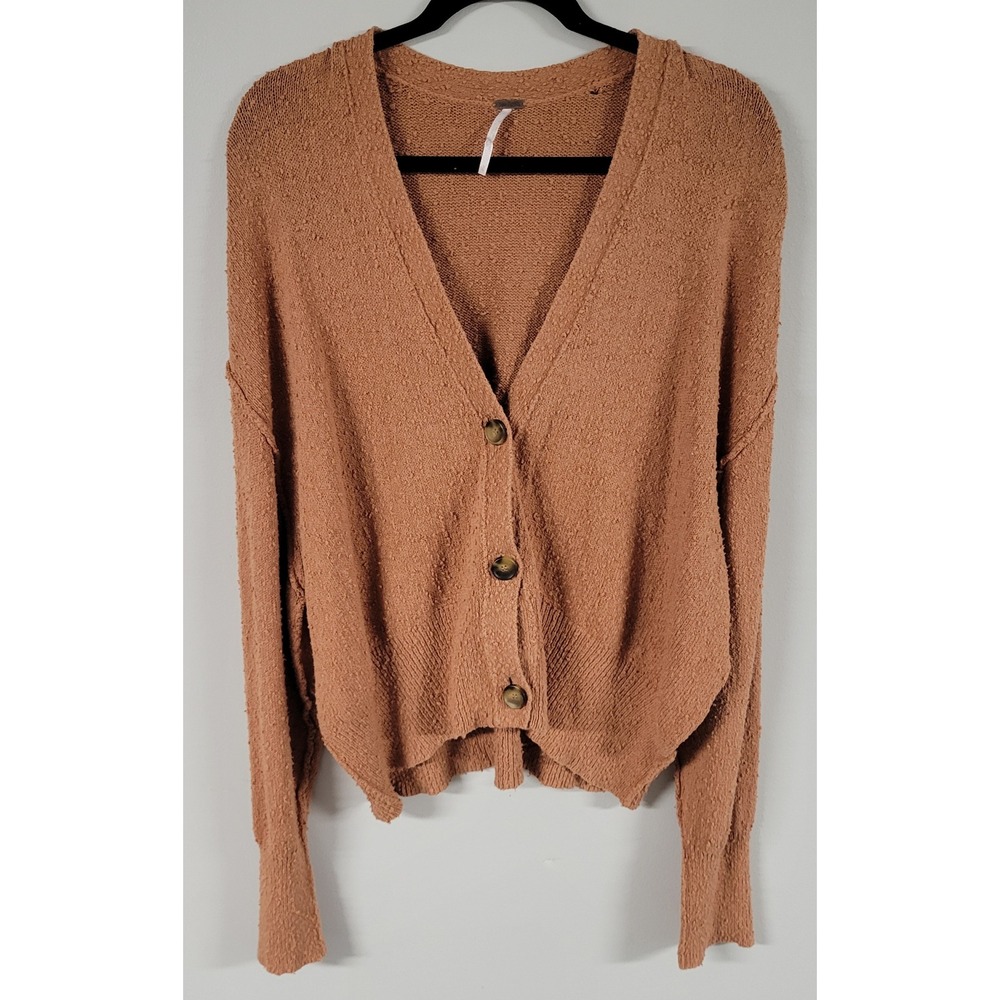 Free People Marled Knit Pullover Sweater Copper Brown Medium Boho Casual